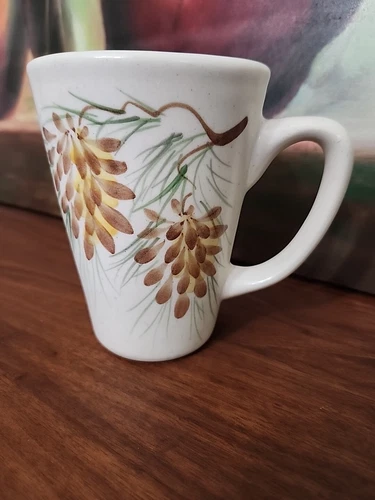 Emerson Creek Pottery Large Mug Pine Cones 2005 5 1/2" Tall Fall Winter