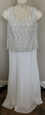 David's Bridal GOWN Dress Duster JACKET SCARF 14WP Ivory SPARKLE 3pc 14 FORMAL