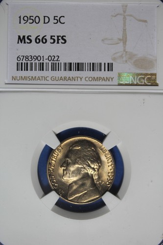 1950 D NGC 5C MS66 5FS JEFFERSON NICKEL #B49867