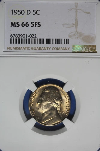 1950 D NGC 5C MS66 5FS JEFFERSON NICKEL #B49867
