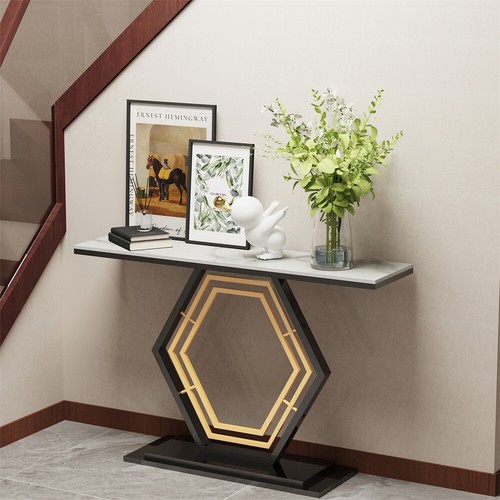 Heavy Duty Hallway Console Table Entryway Table Modern Marble Accent Side Stand - Picture 1 of 17