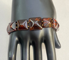 Vintage 1970's Tortoise Shell Celluloid Plastic Link Bracelet