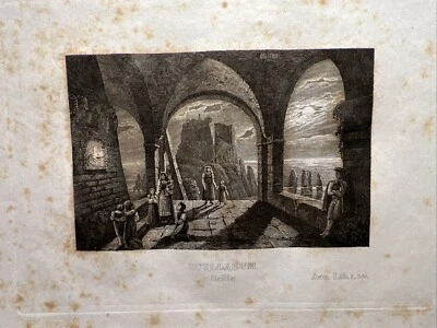 Scyllaeum Scilla Antik Stahlstich Bild 1858 Mediterranean Panorama Landschaft - Bild 1 von 4