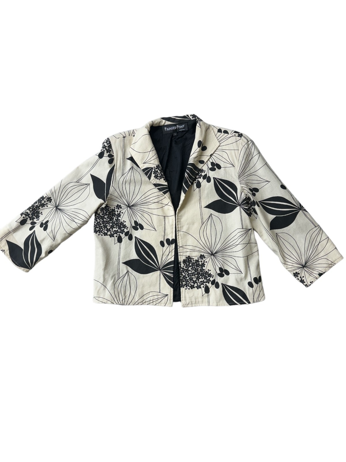 Giacca oversize arazzo spesso floreale vintage pony dipinto taglia small