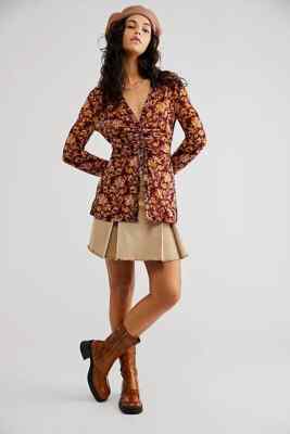 FREE PEOPLE Lucky Shirt In Cosmo Paisley - Rot Schwarz Cher Größe S