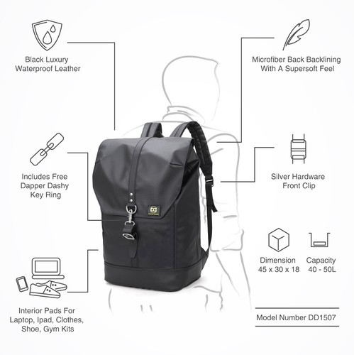 🔴 Black Backpack Large Business or School Shoulder Bag 40L - Picture 3 of 8