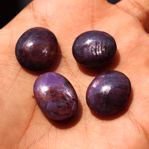 4 Pcs Natural Star Ruby Top Quality 18mm-21mm Oval Cabochon Loose Gemstones Lot - Picture 7 of 16