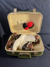 Vintage Roller Skates With Case Avocado Green