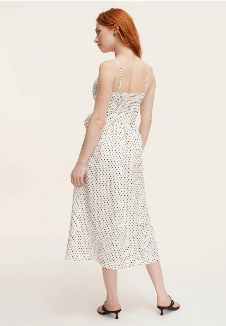 Kate Spade NY Mini abito midi donna a pois con cravatta in vita panna nero Medio