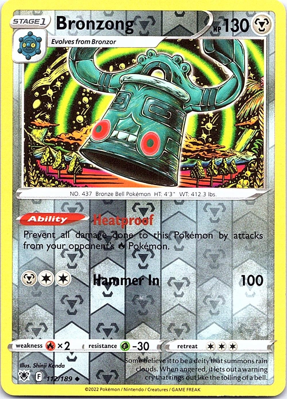Bronzong 112/189 Uncommon Astral Radiance Pokemon Reverse Holo Near Mint