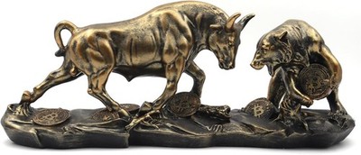 Wall Street Bulle Und Bär Statue Figuren, Bulle & Bear Deko 28cm, Abstrakte F...