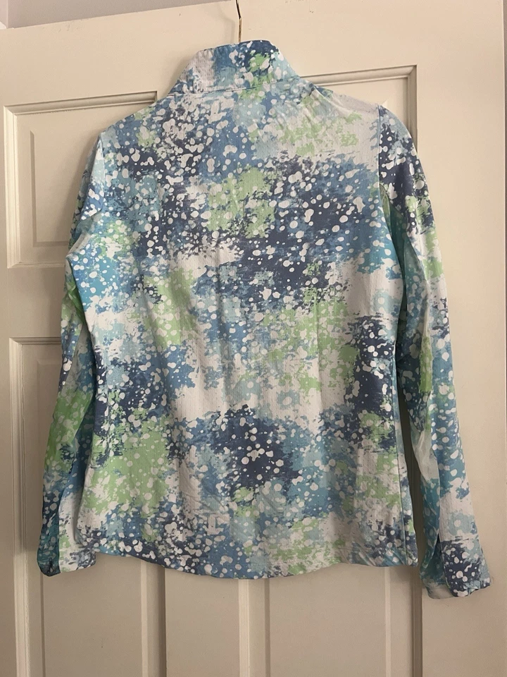 IBKUL Sun Shirt Women's Long Sleeve 1/4 Zip Pullover UPF 50, SZ S, Splatter dzgn - Image 4 of 4