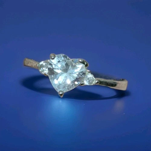 White Topaz Heart Ring S925 Vintage Size 9 Sterling Silver Valentine's Day