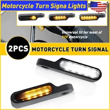 2pcs Motorcycle Handlebar LED Turn Signals Blinker Running Light 12V Amber White