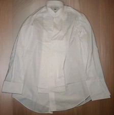 Oscar De La Renta Men's White Pleated-Front Tuxedo Shirt L 16 French Cuffs