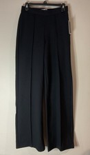 Nine West High Rise Pull On Wide Leg Stretch Trousers Pants Black Sz 4 NWT