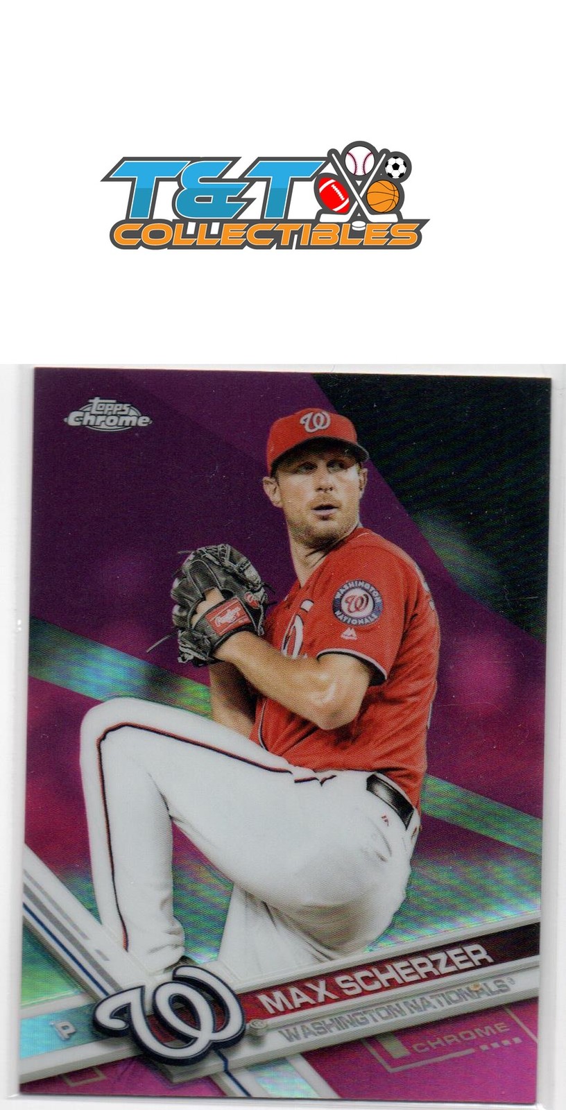 Max Scherzer 2017 Topps Chrome Pink Refractor #159 Washington Nationals 37a