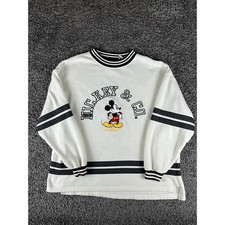 Vintage Mickey Co Disney Sweatshirt Mens XL White Striped Embroidered Classic