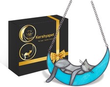 Rainbow Bridge Cat Memorial Gifts forLoss of Cat Suncatcher, Handcrafted Stained