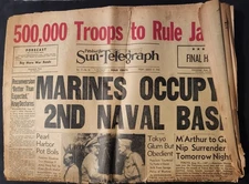 Pittsburgh Sun-Telegraph WWII Aug 1945 Newspaper MacArthur & Pearl Harbor News