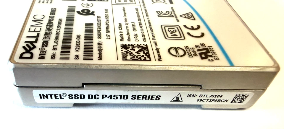 DELL EMC 2TB Intel SSD P4510 Series DC NVME U.2 2.5" SSDPE2KX020T8T 09H31J - image 2 of 4