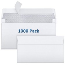 1000 Pack 6-3/4 Security Envelopes Self Seal 3-5/8 x 6-1/2in White Business