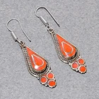 Red Coral Bohemian Handmade Fashion Ethnic Nepali Jewelry Earrings 2.4" SR 5438