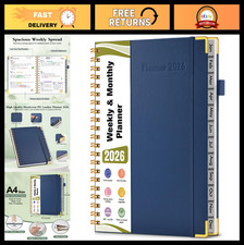 2026 Hardcover Leather Planner - Weekly  Monthly Organizer, A4 Daily Calendar,