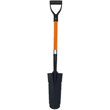 27 In. L Fiberglass Handle Short Handle Drain Shape Teeth Shovel, D-Grip with He