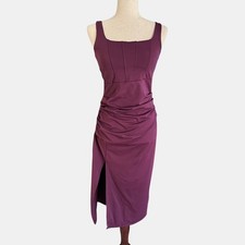 Halara Softlyzero Airy Purple Ruched Corset Midi Dress NWT Bodycon Small
