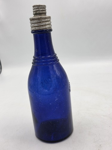 1880's Antique Blue Underwoods Inks 16 Oz Ink Bottle W/ Cap Seed Bubble Galaxy - Picture 6 of 24