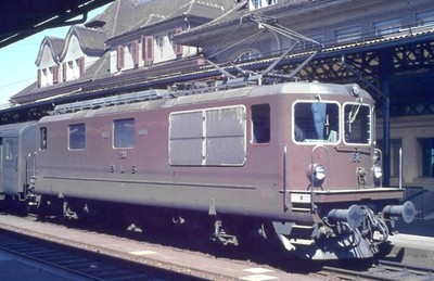 org slide Dia BLS SBB  Re 4/4 168  in Spiez 29.08.1971 (02116