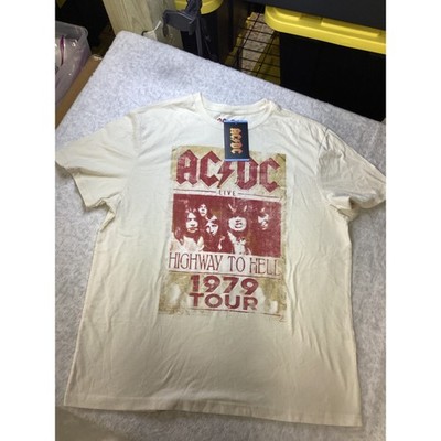 ACDC Highway To Hell 1979 Tour Band Graphic Tee Ivory Large NEW H2H79 V2
