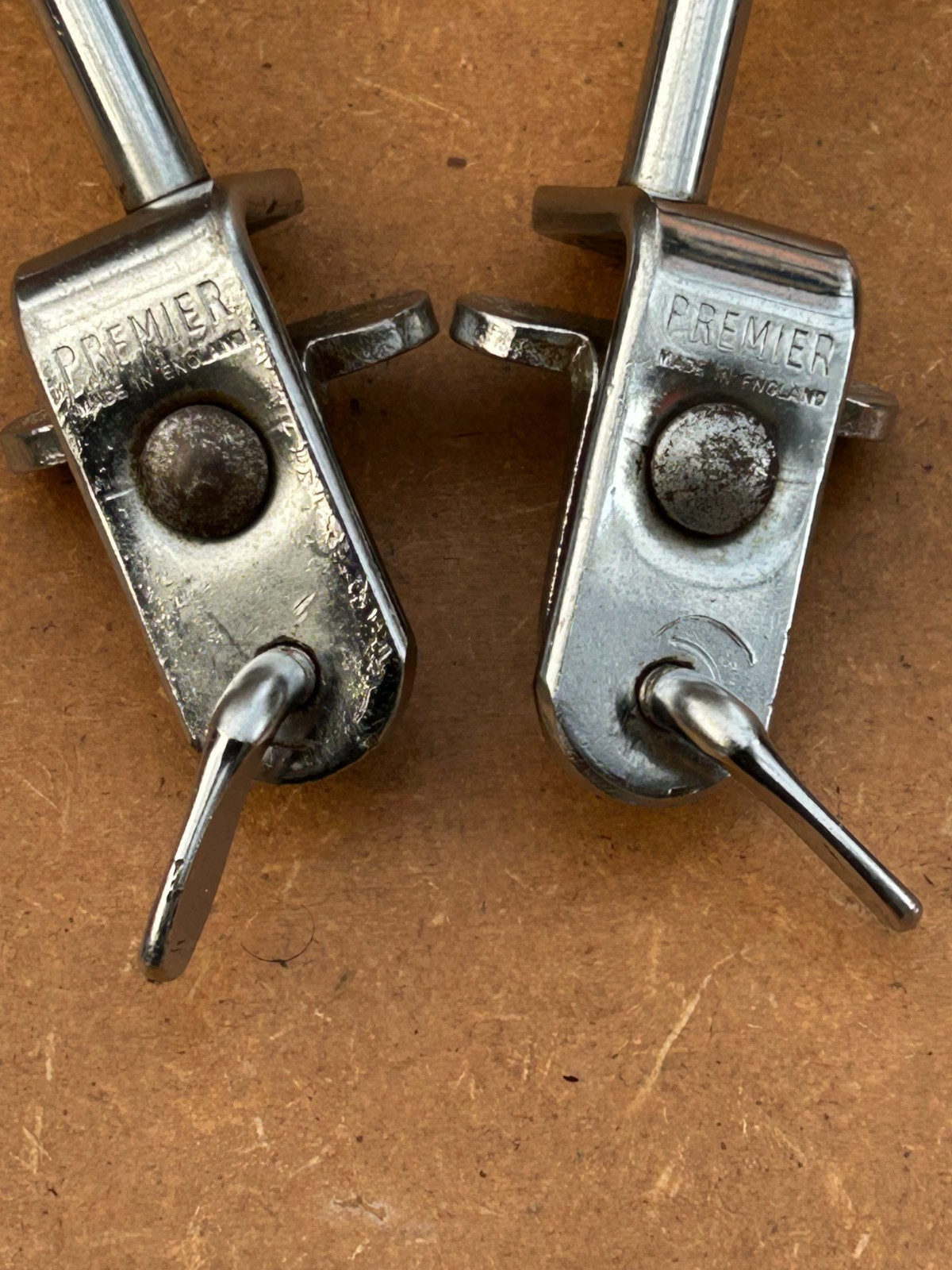 Premier New Era Clamp on Hoop Mounted Bass Drum Spurs/Legs Made in England photo 2