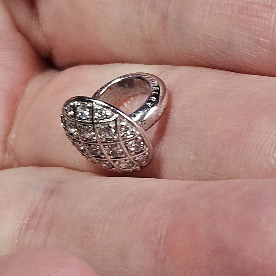 Dije interminable de diamantes de imitación transparentes de plata esterlina cúpula prosper blanca de joyería Foto 3 de 4