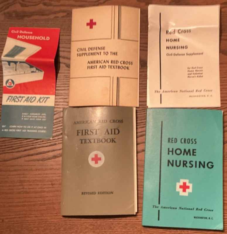 Vintage 1940s/1950svRed Cross First Aid, Home Nursing Booklets, Civil Defense 