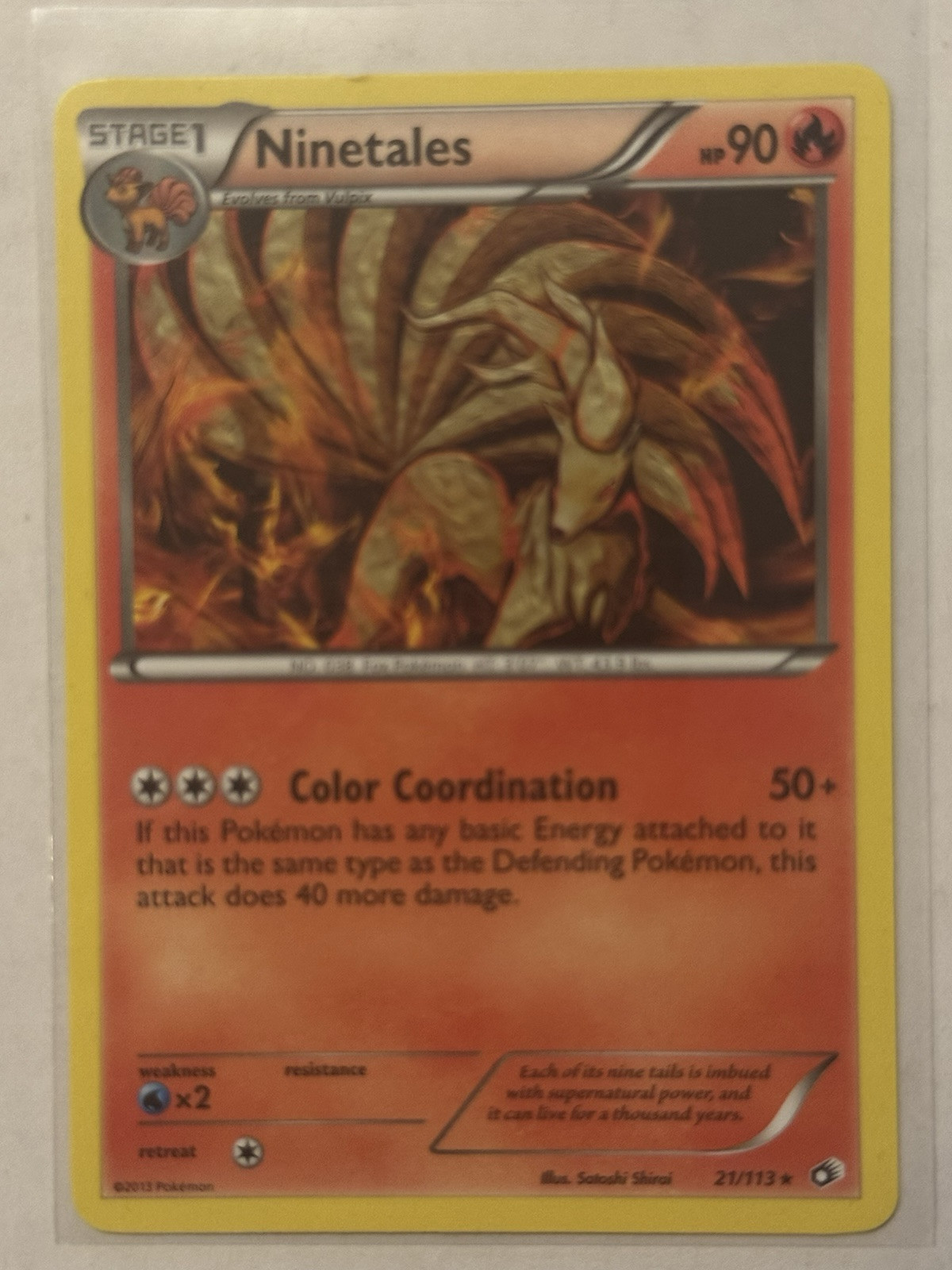 Pokemon Card Ninetales 21/113 Rare Non Holo Legendary Treasures NM Rare TCG 