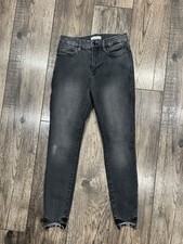 Good American Good Legs Crop Jeans Women's 4 Black Coated Stretch USA Made