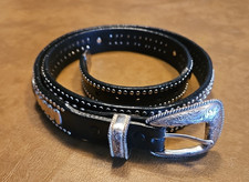 VTG Tony Lama Leather Black Western Belt with Silver Tone Studs Men's-Size 40