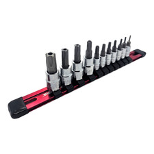 11pc 5-POINT Security Star Bit Socket Set Star Tamper Proof W/Aluminum Holder