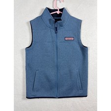 Vineyard Vines Fleece Vest Kids Size M 12-14 Blue Zip Up Pockets