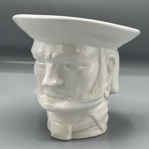 French Ceramic Head White 7" Paris Vase Planter Jar Pirate Mutton Chops *READ