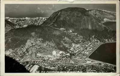 RPPC Rio de Janeiro Brazil ~ Corcovado Mountain panorama ~ real photo postcard