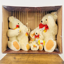 1982 STEIFF Teddy Bear Collector's Edition White Mohair Bear Family of 5 OG Box