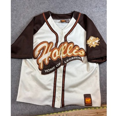 VTG Underdawg Hollis Home Of Legends #7 Baseball Jersey Mens L Brown Cream Y2K 