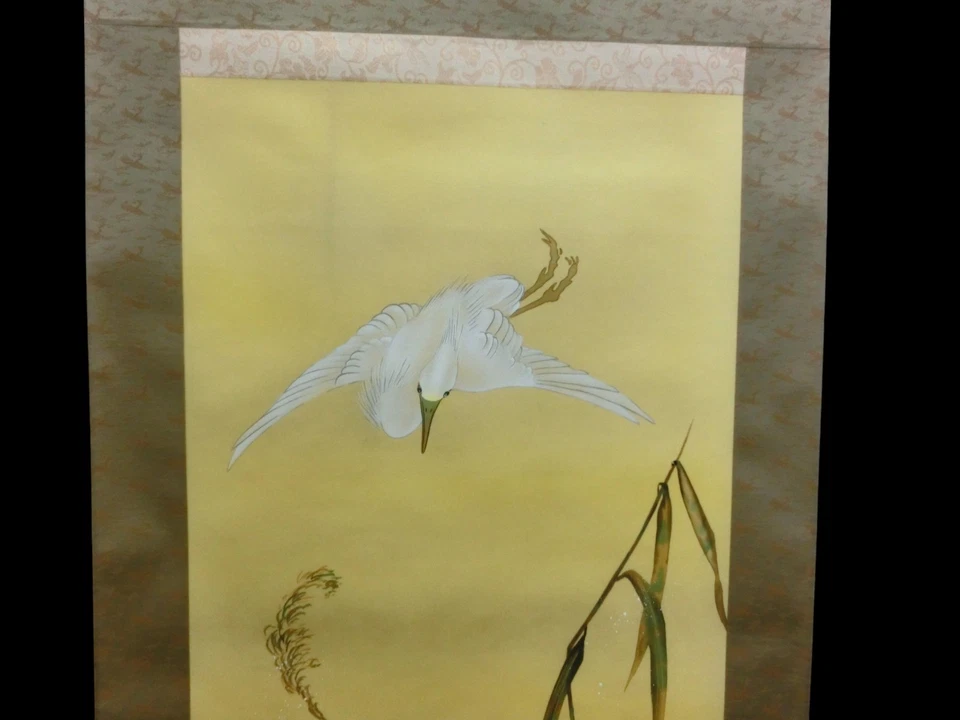 Pergamino colgante japonés Kakejiku cisne blanco longitud: 185 cm Foto 4 de 4