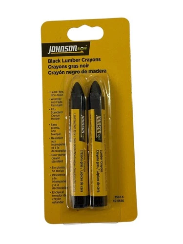 Johnson Pack of 4 Lumber Builders Crayon Marker~ Black ~Wood Metal Concrete
