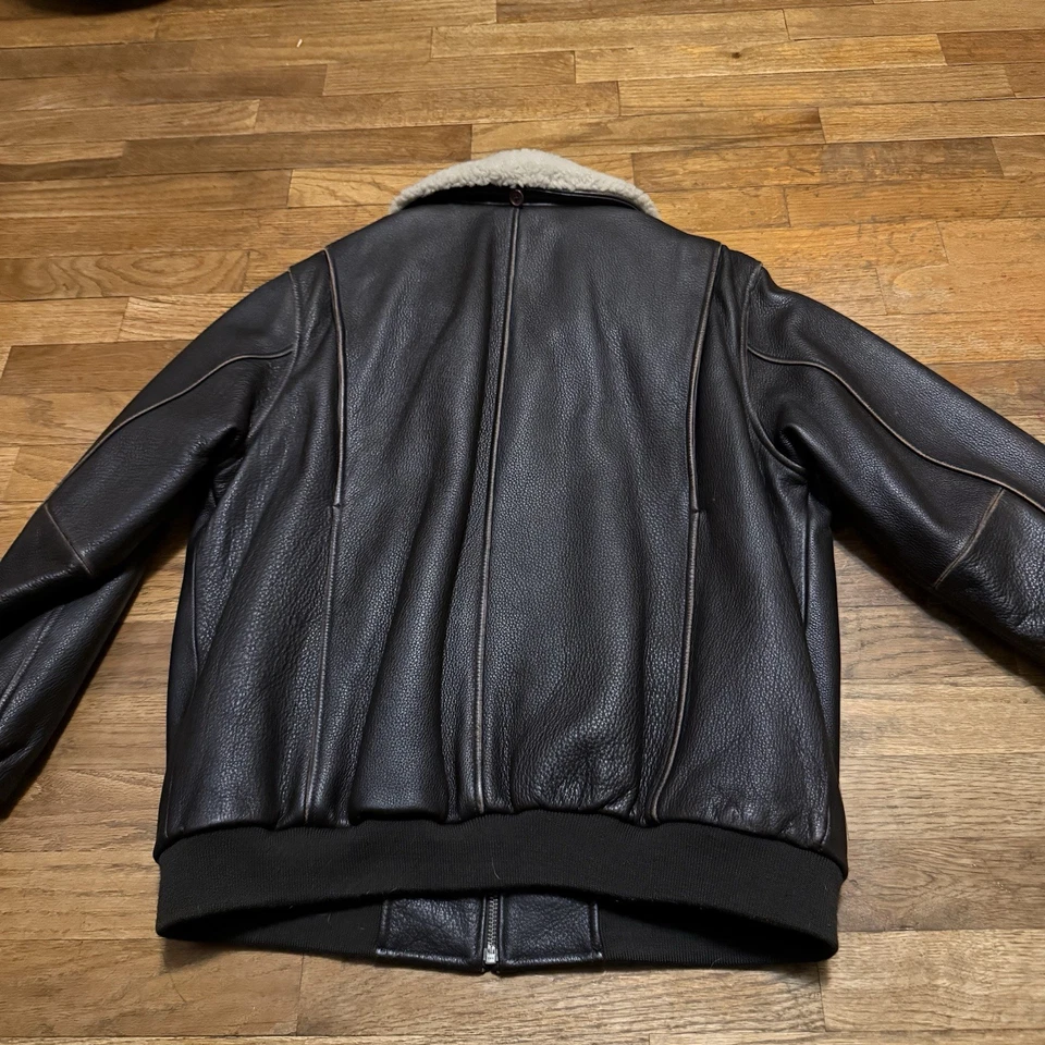 Vintage Daniel Cremieux Wool Collar Aviator Genuine Leather Jacket Men’s M/S - Image 3 of 4