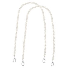 2 Pack 43" Imitation Pearl Purse Strap with Lobster Clasp Silver