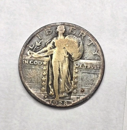 1928-D Standing Liberty Quarter Double Die, Fine Condition.(Nice Toning).